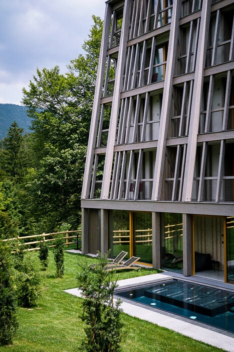 Hotel Bohinj outdoor whirlpool, Lake Bohinj, Slovenia