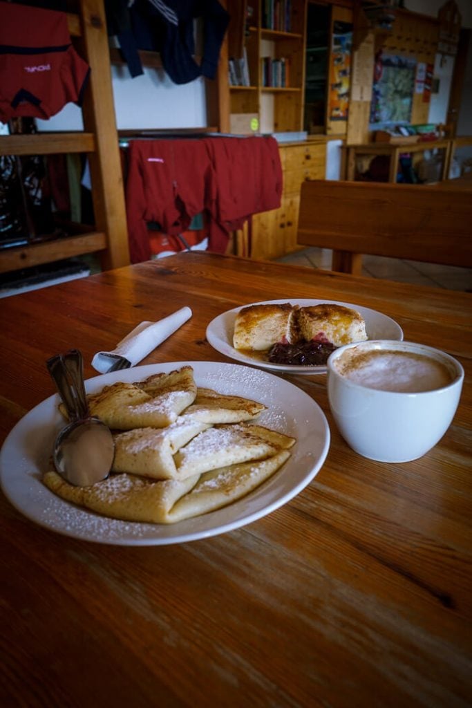 Palačinke marmelada and Štruklji, Dom na Komni, Slovenia 