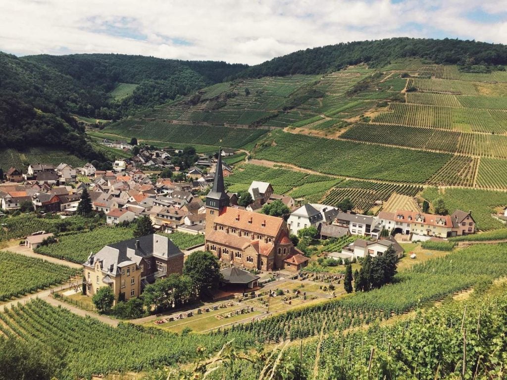 Ahr Valley village surrounded by vineyards