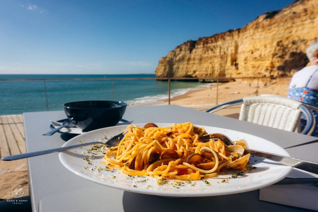 Seafood Pasta, Beachside Restaurant in Algarve, Portugal