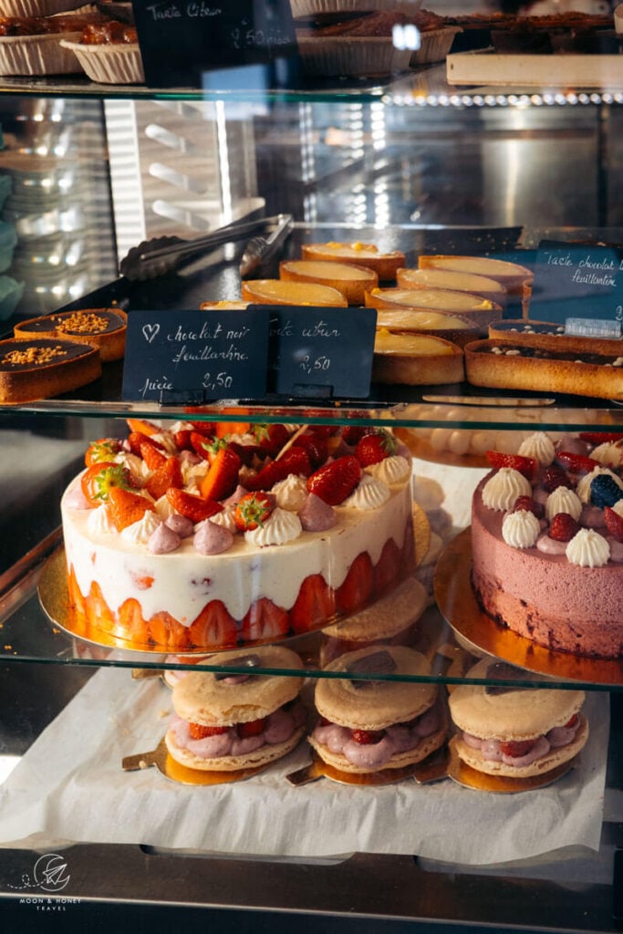 cakes at Au Traiteur et Fromager de la Vieille Tour, Paimpol, Brittany, France