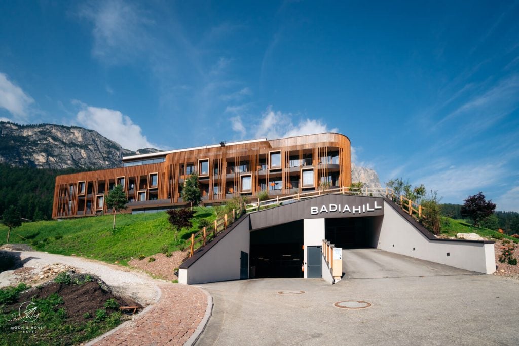 Badia Hill, underground garage and entrance, Alta Badia, Dolomites