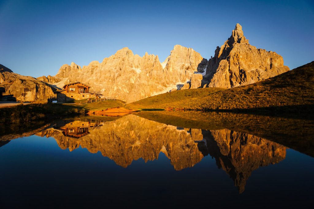 Baita Segantini at Sunset, Pale di San Martino Dolomites