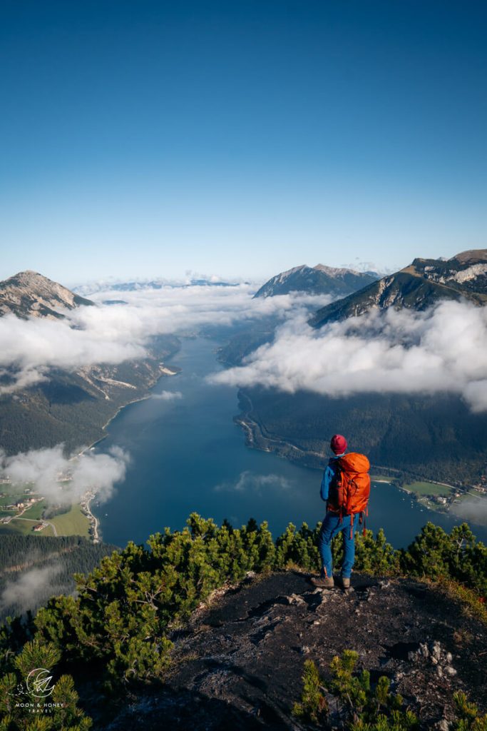 Bärenkopf summit view of Lake Achen, Tyrol, Austria