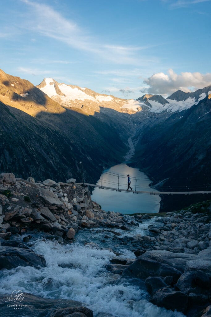 Hängebrücke bei der Olpererhütte, Zillertaler Alpen, Österreich