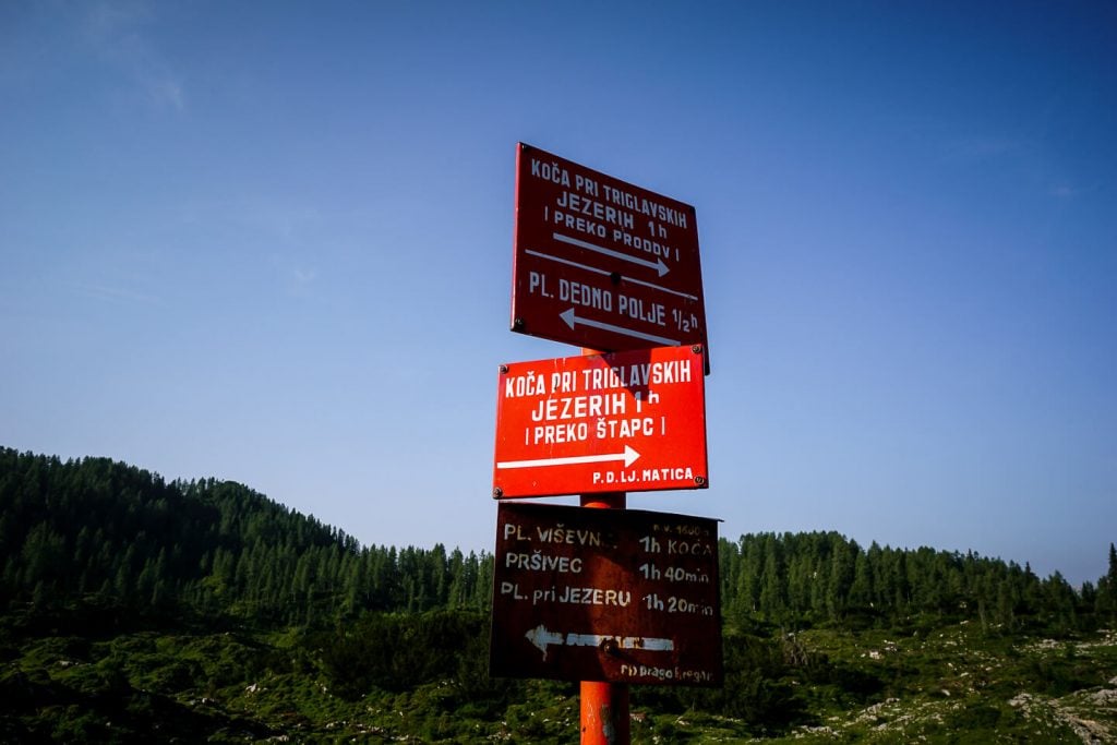 Triglav Lakes Valley Trail Sign, Slovenia