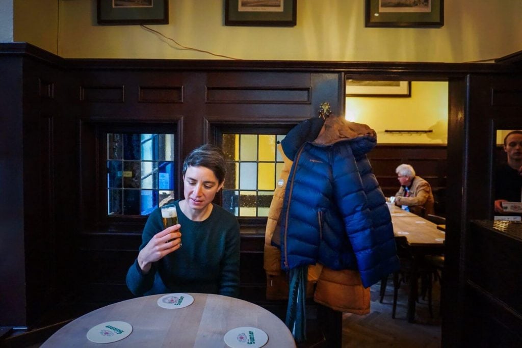 Drinking Kölsch inside Brauhaus Sünner im Walfisch, Cologne, Germany