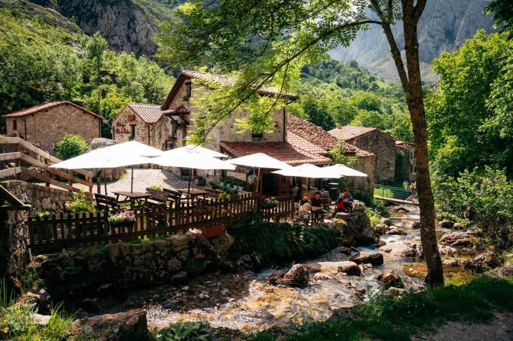 Bulnes, Asturias, Riverside Restaurant, Spain