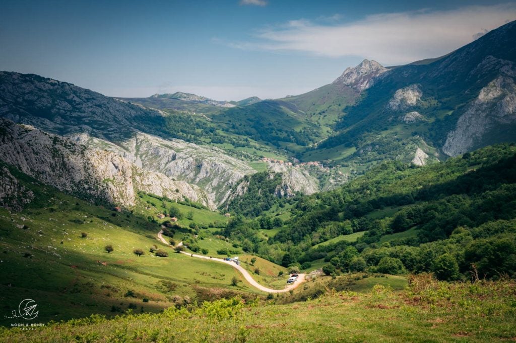 Collado de Pandébano, View of Sotres, Picos de Europa trek, Spain