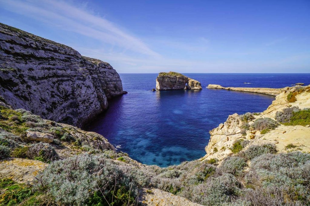 Dwejra Bay and Fungus Rock, Gozo Island, Malta