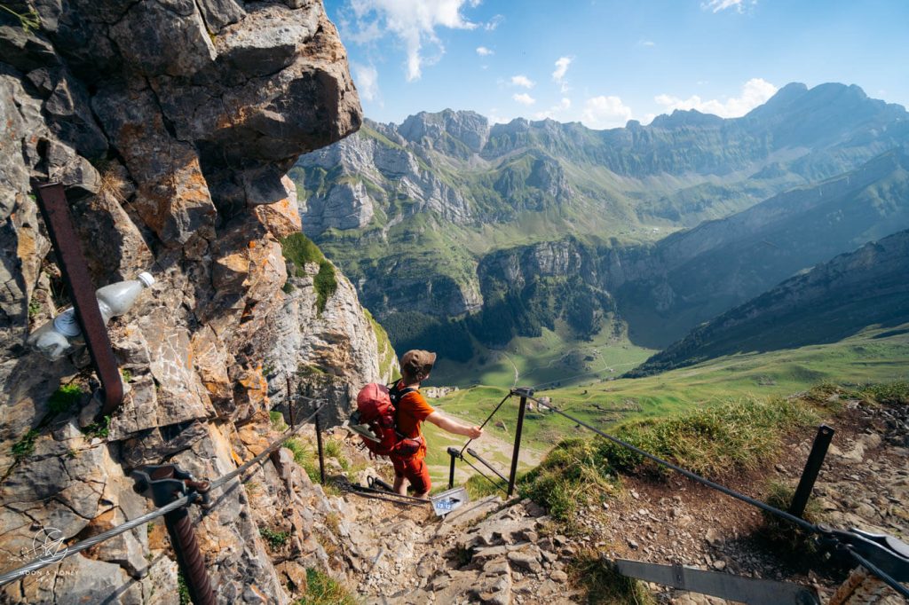 Schäfler Ridge secured trail, Alpstein, Switzerland