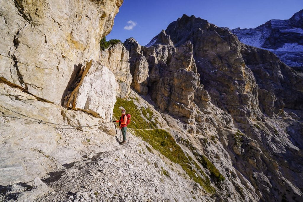 Secured passage Gaisl High Trail, Prags Dolomites