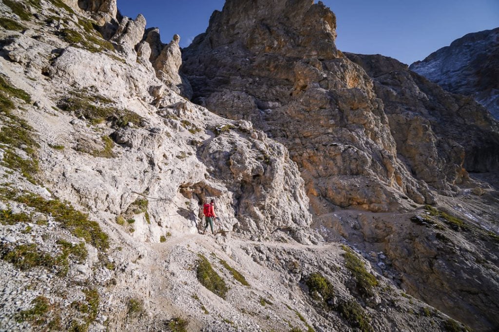 Gaisl High Trail, Exposed secured passage, Dolomites