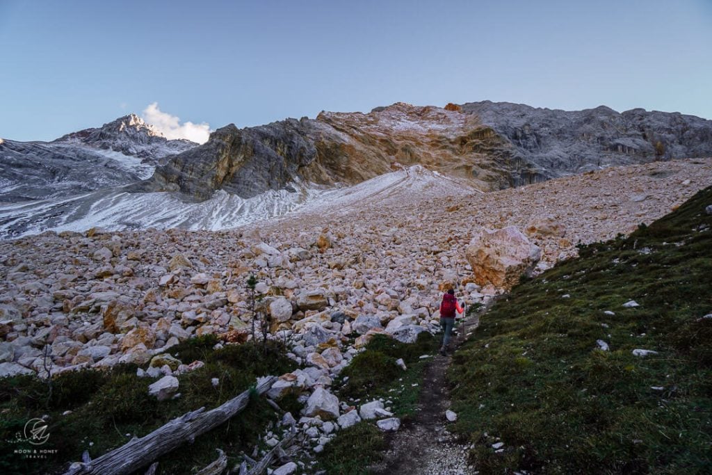 Gaisl High Trail, Rockfall slope, Braies Dolomites