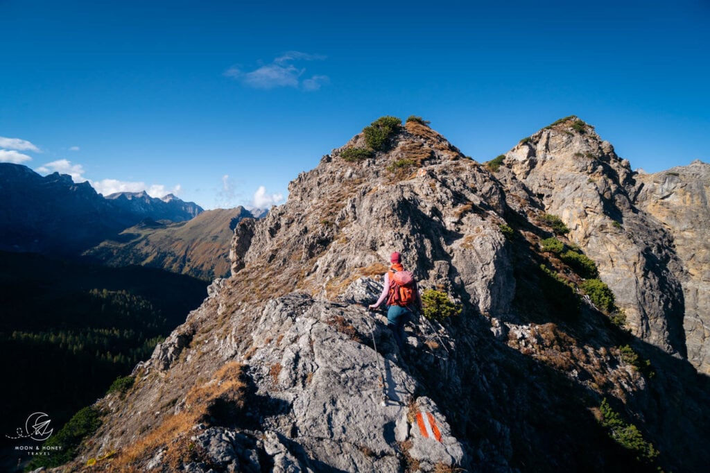 Hahnkampl secured ridge path, Karwendel Mountains, Austria