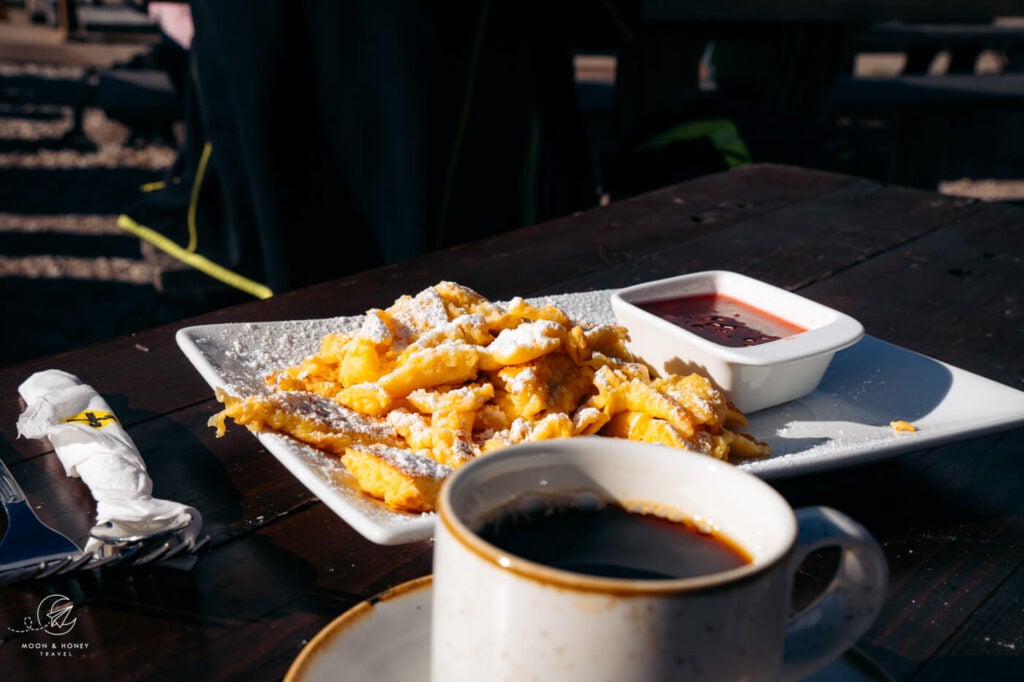 Lunch at Dalfaz Alm mountain hut, Achensee, Tyrol, Austria