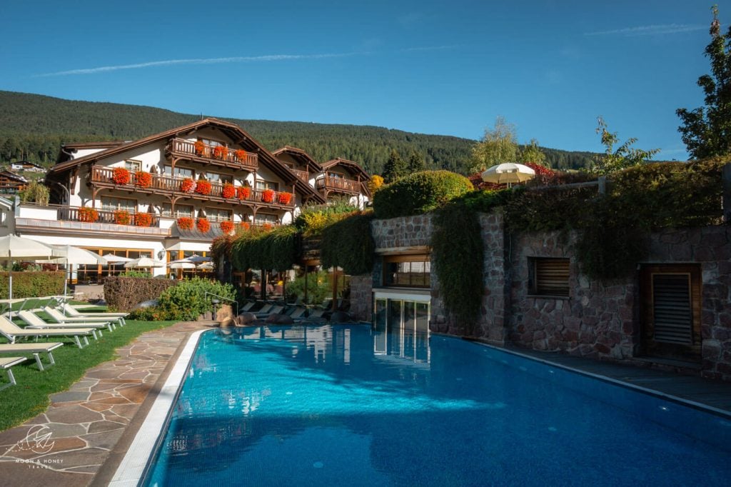 Hotel Angelo Engel outdoor swimming pool, Ortisei, Dolomites