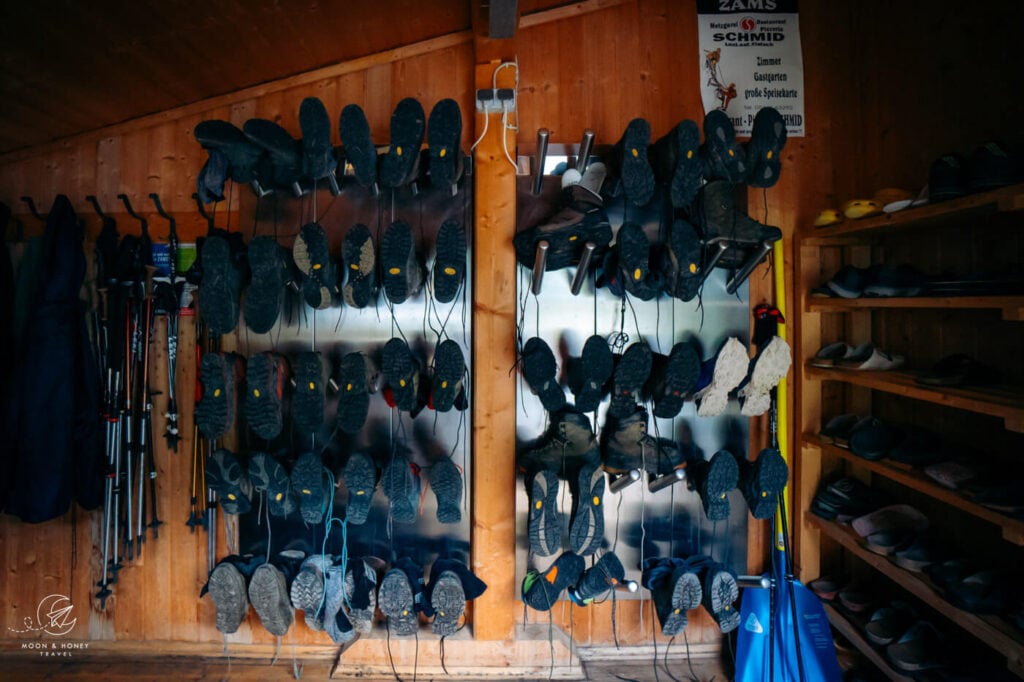 Austrian mountain hut dry room