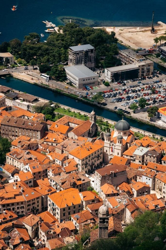 Kotor City Walls view of the Old Town of Kotor, Montenegro