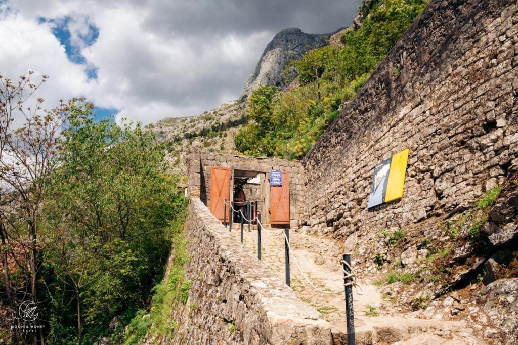 Kotor Fortress main entrance, gated enty point, Montenegro