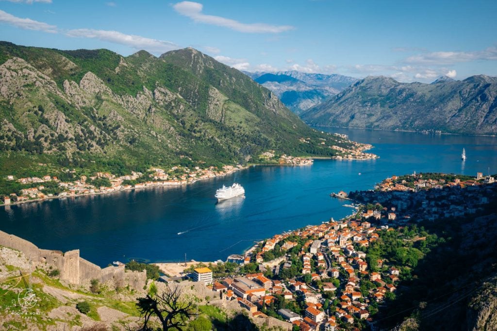 Ladder of Kotor views of Bay of Kotor and Vrmac, Montenegro