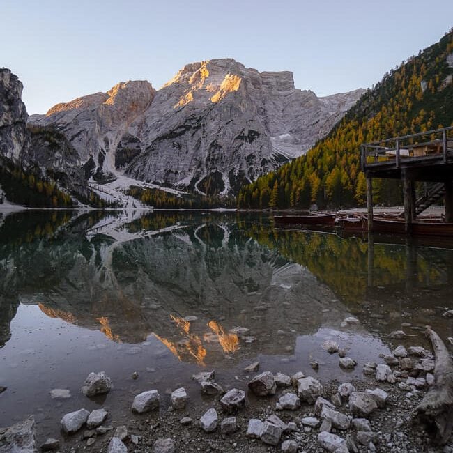 Lago di Braies in late October, Dolomites, Northern Italy