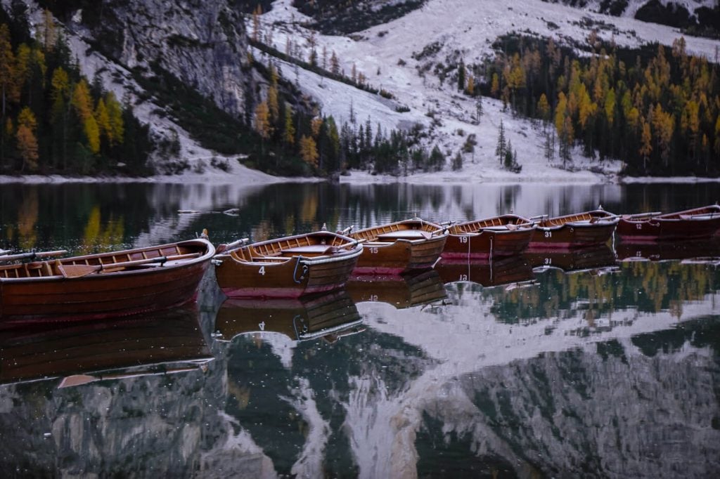 Morning at Lago di Braies, Dolomites, Italy 