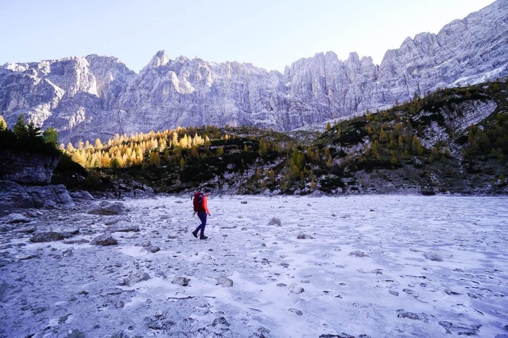 Lake Sorapis in late October, Dolomites