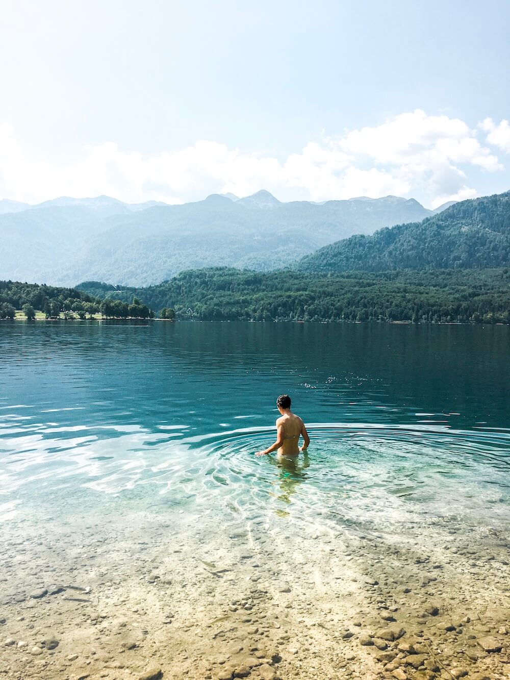 Swimming in Lake Bohinj, Slovenia