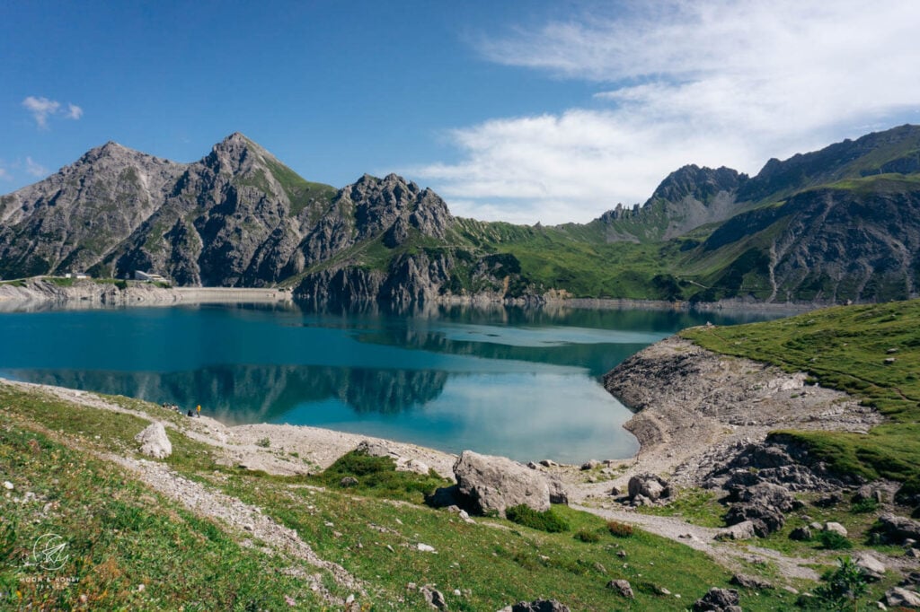 Lake Lünersee in the Rätikon mountains of Austria