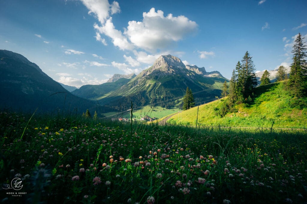 Lech am Arlberg mountain view, Vorarlberg, Austria