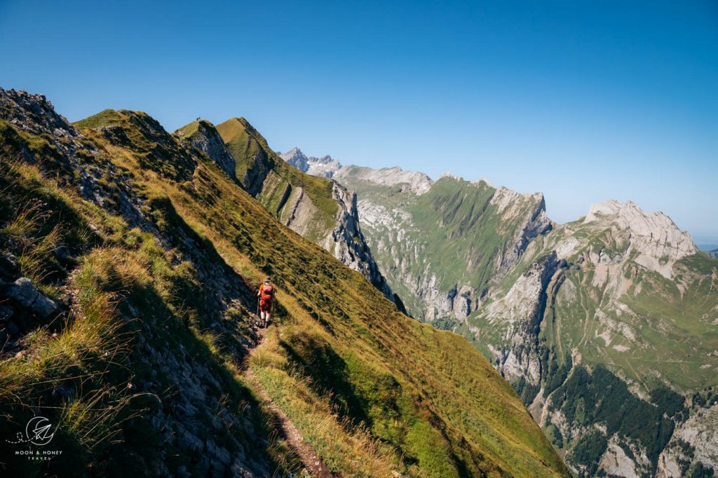 Hiking the Marwees ridge trail in the Appenzell Alps, Switzerland