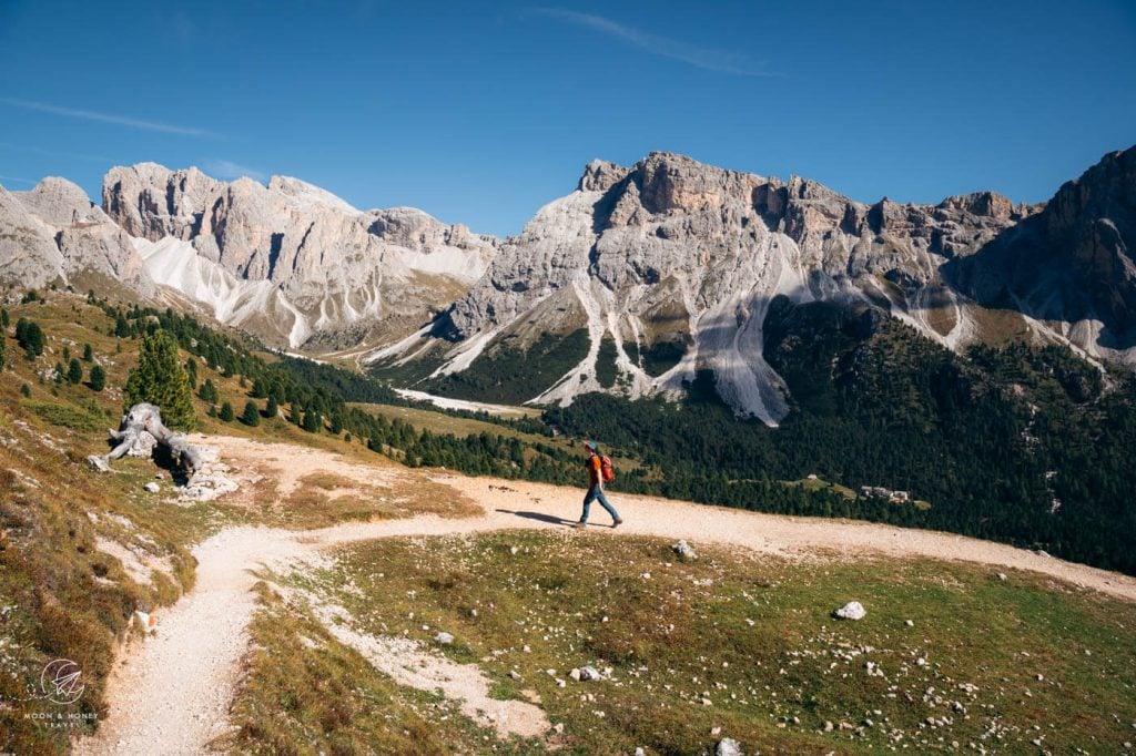 Rifugio Firenze/Regensburger Hütte to Baita Troier hiking trail, Seceda, Dolomites