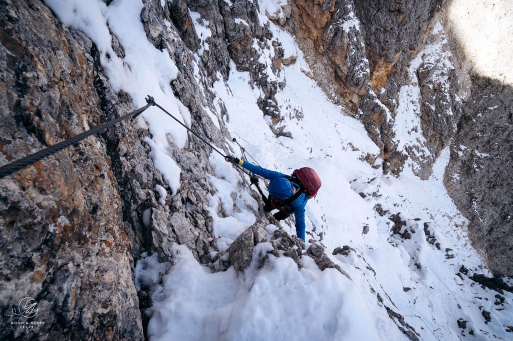 Oskar Schuster klettersteig, Plattkofel, Dolomites