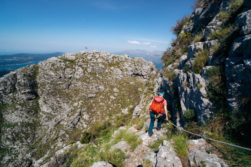 Pestingrad secured passage with rope, Montenegro