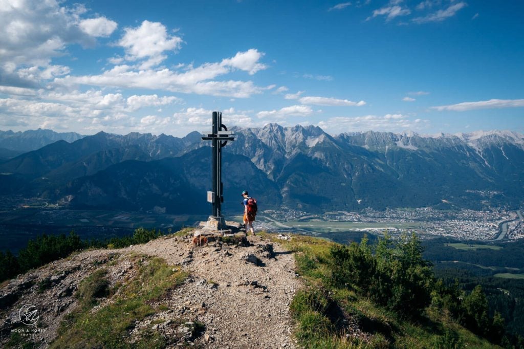 Pfriemeswand summit view of Inntal, Karwendel, Austria