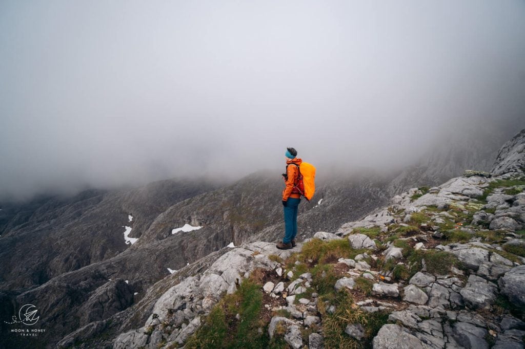 Picos de Europa Mountains thick fog, Spain