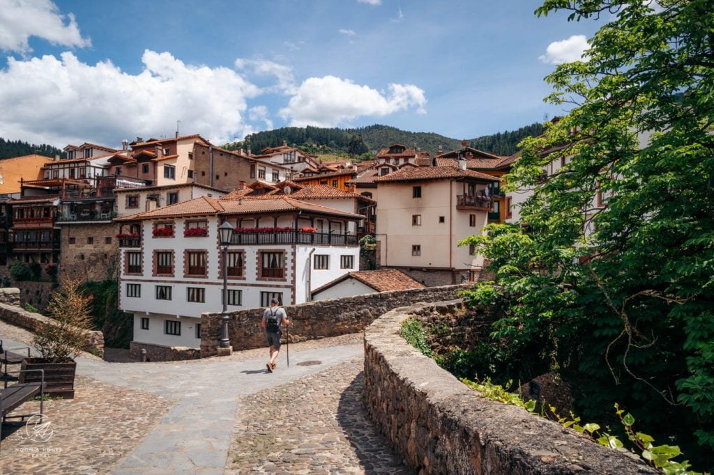 Potes stone bridge, town center, Cantabria, Spain