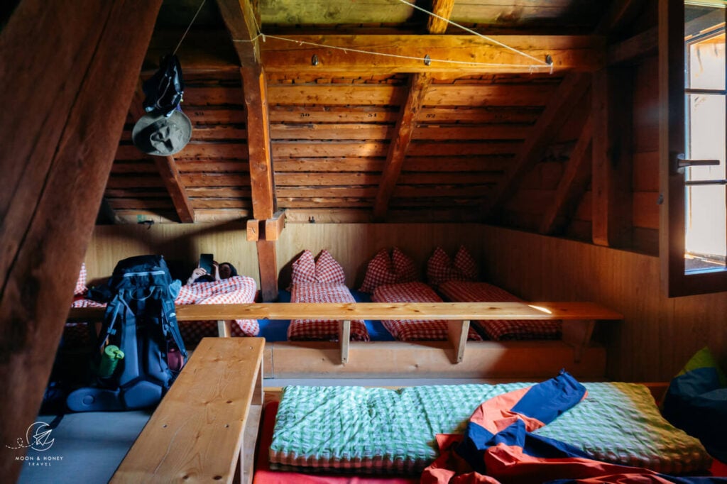 Mountain Hut Dormitory in the Swiss Alps