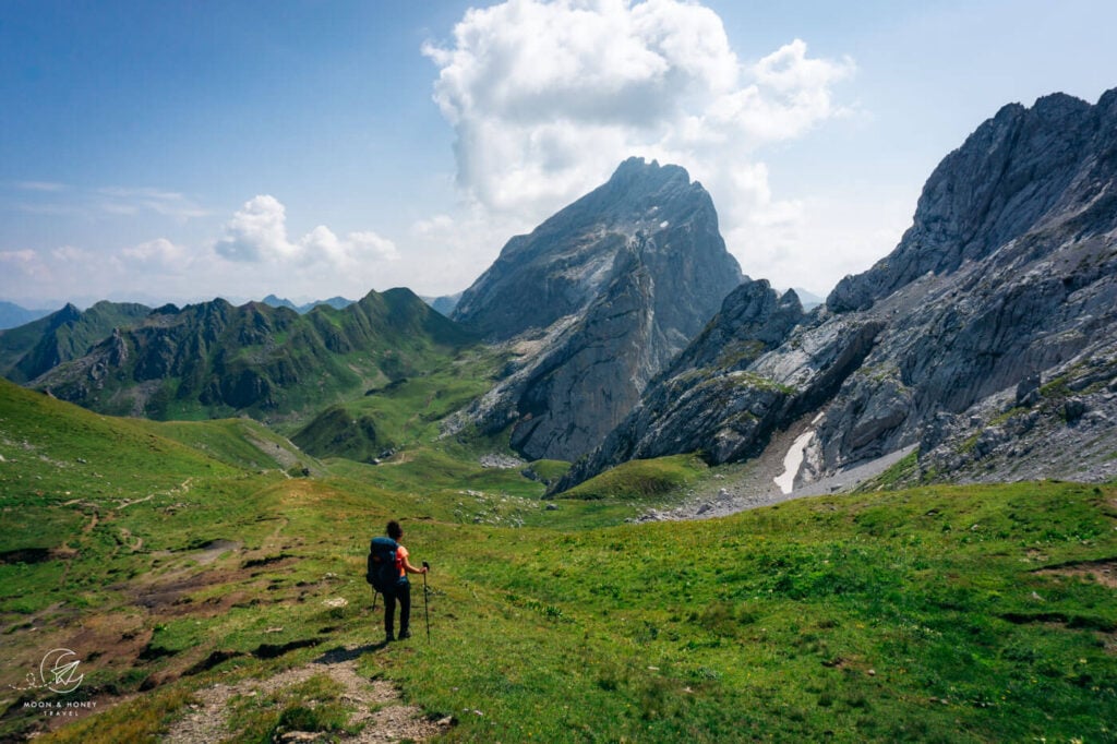 Schweizertor mountain pass, Rätikon Alps High Trail trek, Austria