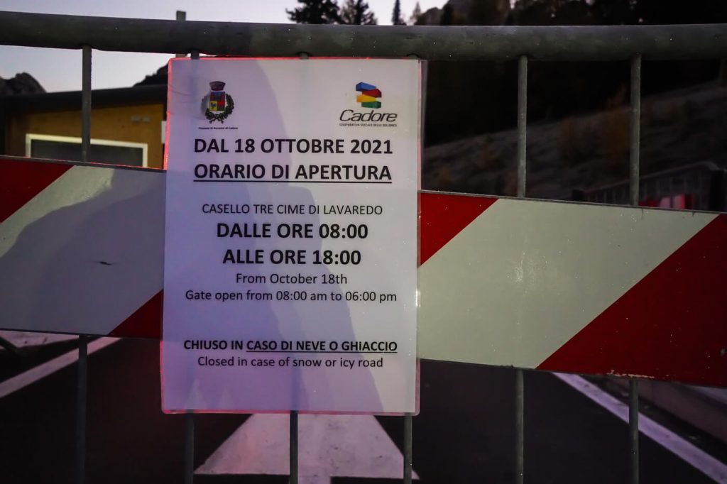 Tre Cime di Lavaredo Toll Road Opening Times October, Dolomites