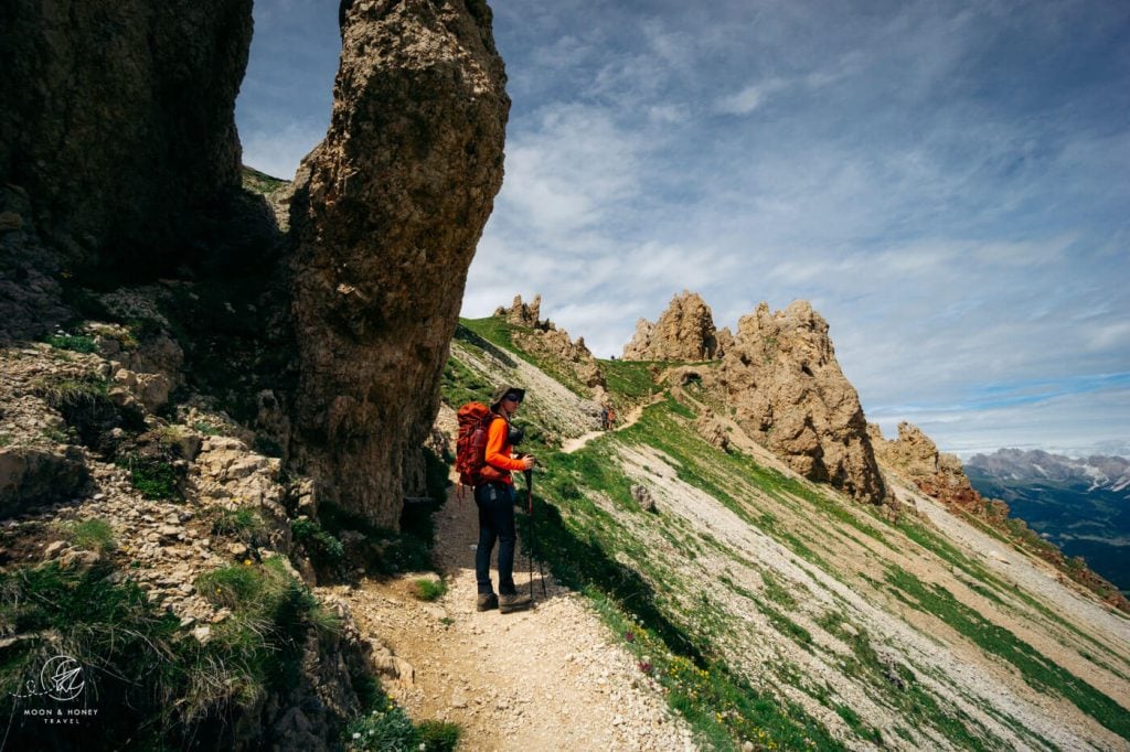 Tierer Alpl to Forcella Denti di Terrarossa/Rosszahn Scharte, Dolomites