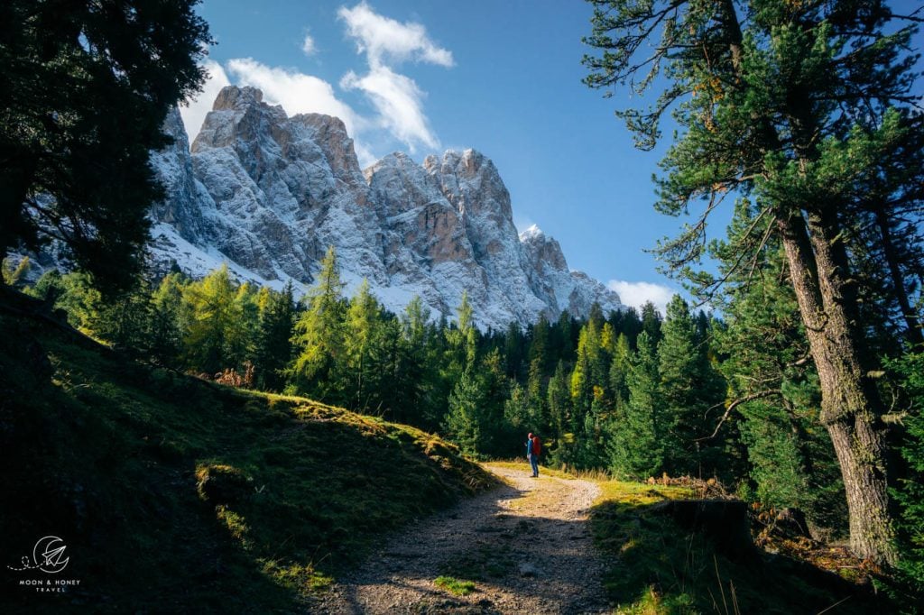 Zannes/Zans to Furcella de Furcia/Kreuzjoch hiking trail, Val di Funes, Dolomites