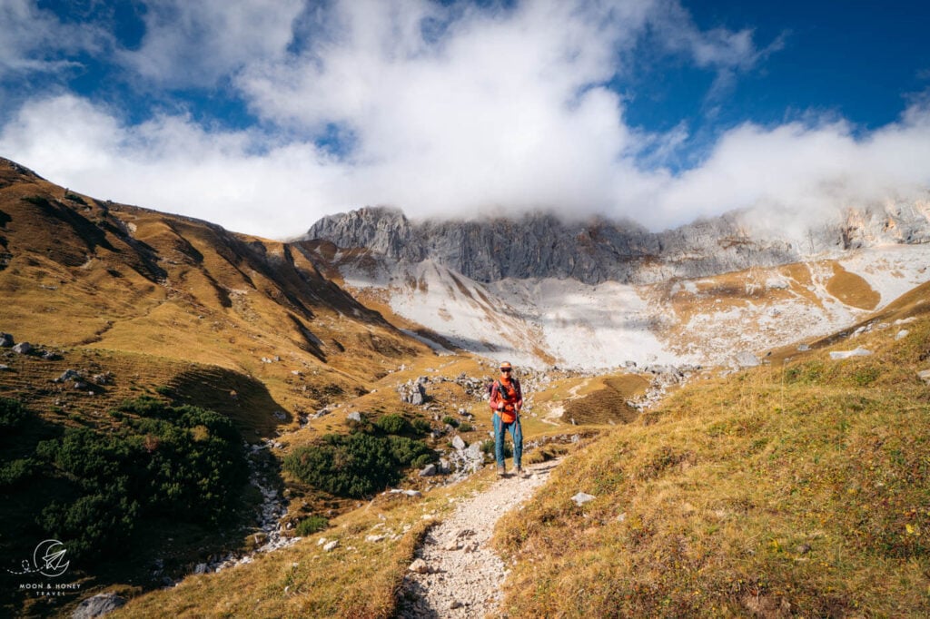 Scharnitztal valley to Wangalm hiking trail, Wetterstein Gebirge, Austria