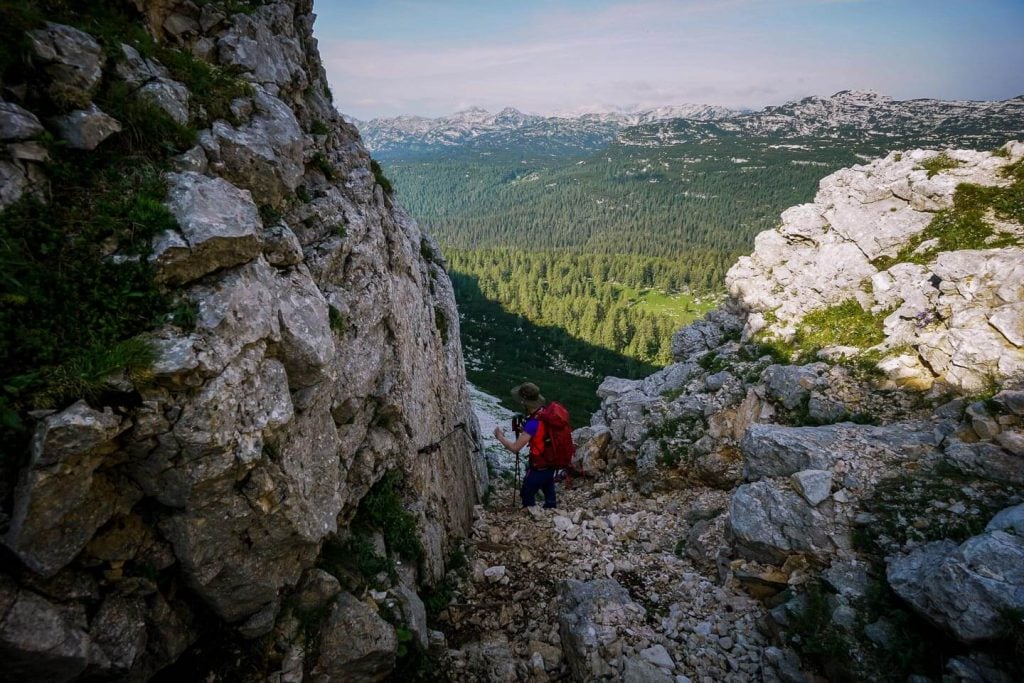 Descending Štapce to Triglav Lakes Valley, Slovenia