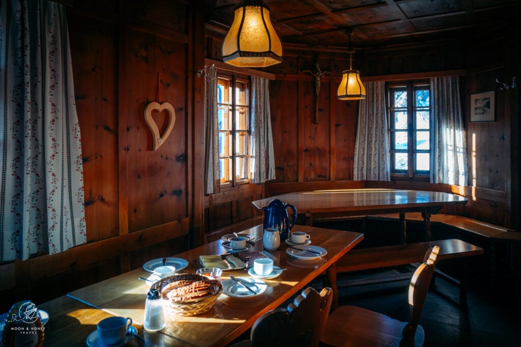 Breakfast at Saarbrücker Hut, Silvretta Alps, Montafon, Austria