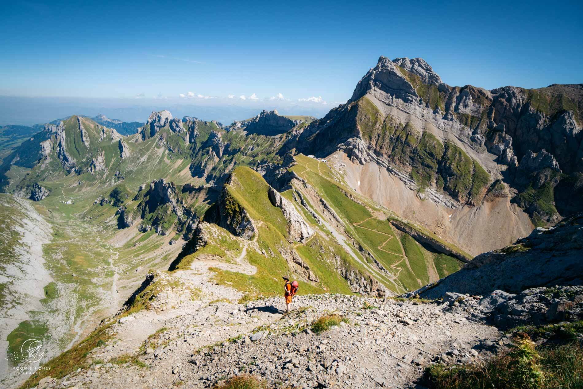 Lisengrat Ridge Hike: Mount Säntis to Berggasthaus Rotsteinpass, Alpstein, Switzerland