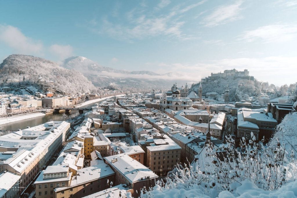 Mönchsberg Viewpoint of Salzburg in December, Austria