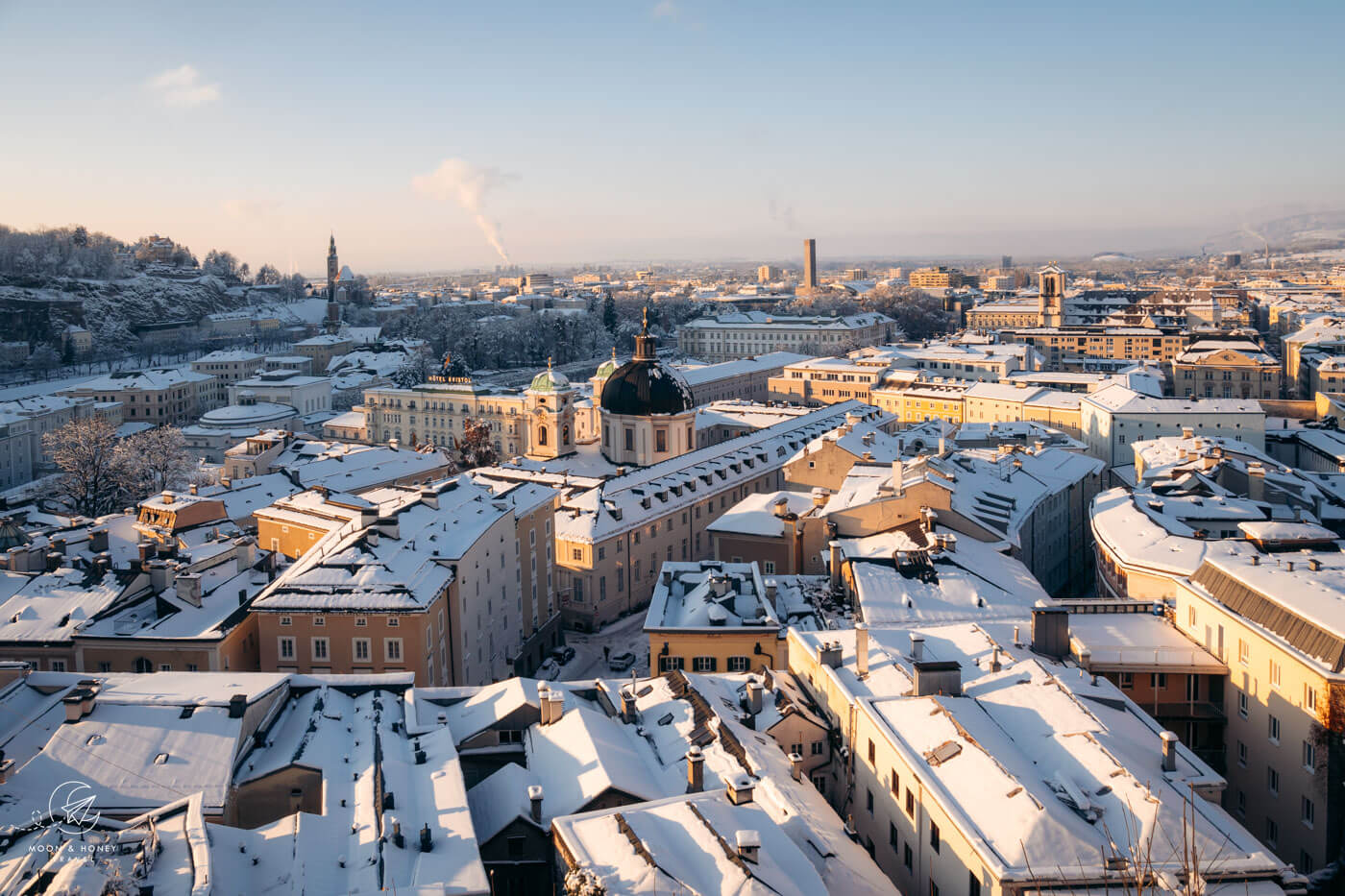 Salzburg winter cityscape, Austria