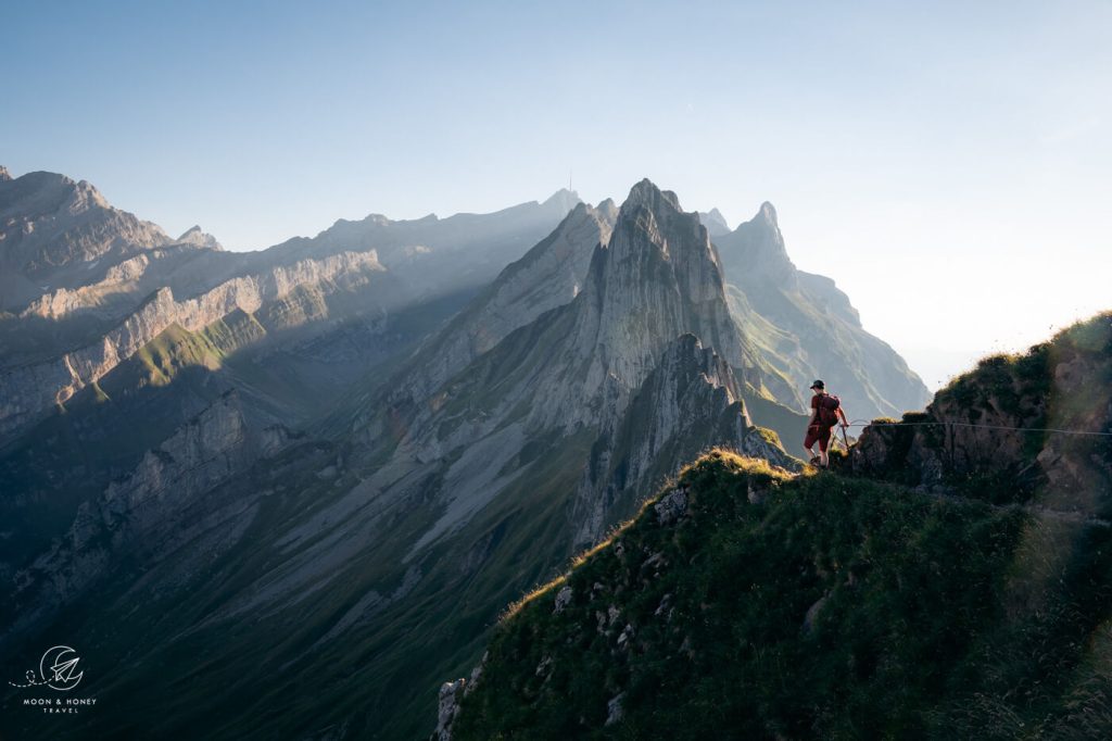 Schäfler secured hiking trail, Altenalp Türm towers, Alpstein, Switzerland